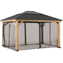 Sunjoy – Red para cenador de madera con mosquitera 393 cm x 452 cm – 100% poliéster resistente al agua y UV – Color caqui