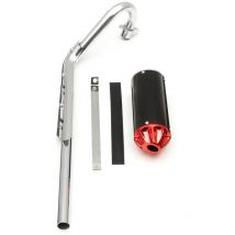 Drillpro - Red Performance cnc Exhaust Pipe System Muffler 110cc 125cc 140cc Pit Dirt Bike Universal Motorcycle Accessories