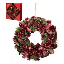 Red Pinecone Wreath (P027728) (14) - Red