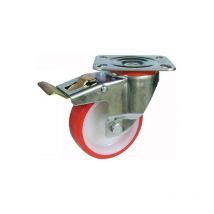 Rueda semi-industrial afo serie music rojo pletina con freno - talla 80 mm