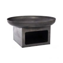 Feuerstelle Juva Industrial 80 cm Stahl-Feuerschale inkl. Holzlagerung - Redfire