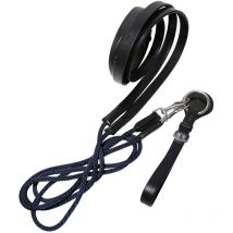 Redini di ritorno in cuoio italiano con corda blu e fibbie inox - marrone