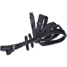 Redini in tela gommata e cuoio 16 mm con fibbie inox e tacche: 16 mm, nero