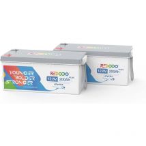 Batterie au Lithium 12V200Ah plus rechargeable LiFePO4, bms 200A Intégré, 2560W, 4000+ Cycles Profonds, pour systèmes solaires,kits de panneaux