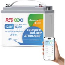 Batterie au Lithium 12V50Ah rechargeable LiFePO4, Bluetooth et protection d'arrêt à basse température, 50A bms amélioré, pour bateaux, camping-car,