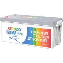 Batterie Lithium 24V100Ah rechargeable LiFePO4, 2560W, 100A bms intégré, parfait pour Camping-Cars, caravane, Système solaire, Hors Réseau, kits de