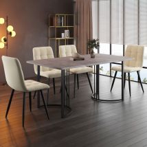 Ensemble table à manger avec 4 chaises, ensemble de table de cuisine moderne, table de cuisine 140x80cm avec pieds en métal noir, plateau en mdf
