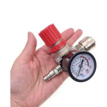Réducteur de pression d'air comprimé 1/4", réducteur de pression, 4 trous avec manomètre pour compresseur