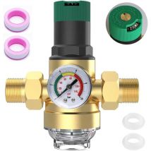 Paryou - Reducteur de Pression Eau avec Manometre, Filtre à Eau Raccord Domestique 3/4 Réducteur de Pression Réutilisable Pré-filtre Filtre à