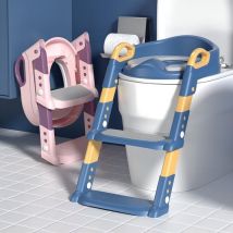 Magicfox – Réducteur Wc Enfant Pliable – Hauteur Réglable 1 À 6 Cm – Coussin Souple Imperméable – Marche Antidérapante – Compatible Toilettes En V, O,