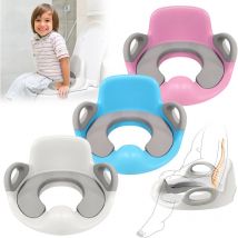 Hengmei - Reductores de wc Asiento de inodoro para niños para entrenamiento de orinal, de acolchado, con asa y protección contra salpicaduras, blanco
