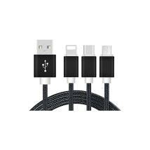 Câble De Charge Usb Usb-a Mâle, Usb-c Mâle, Usb-micro-b Mâle, Connecteur Lightning 1.20 M Gris 22656955 C065972 - Reekin