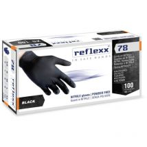 Reflexx R78 pack de 100 gants en nitrile taille l noir sans poudre pour esthe'ticiennes, tatoueurs, coiffeurs Nero l