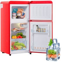 Keepbuying - Réfrigérateur 60 l Combine Réfrigérateur,-27°C / 13°C,Style Vintage,Deux Portes,163 KWh/an - led - Rouge - Classe f