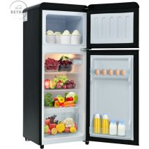 Réfrigérateur Rétro Combiné - Noir, 105.5x41x45.5cm, Lumière led - black
