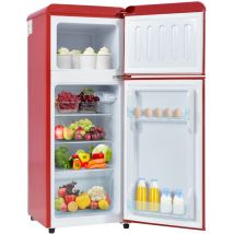 Okwish - Réfrigérateur rétro, hauteur 105,5 cm, largeur 41 cm, deux portes, avec un volume total de 92 litres, balconnets de porte et étagères en