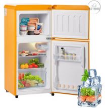 Réfrigérateur/Congélateur Rétro Rétro - 86.8x 45.5 x 42.5 cm, Lumière LED, Jaune