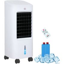 Homcom - Refroidisseur d'air ventilateur mobile portable oscillant 65W réservoir 7L timer télécommande blanc