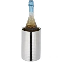 Relaxdays Refroidisseur à vin (mousseux), acier inoxydable, double paroi, design martelé, H x D : 18,5 x 12 cm, argenté
