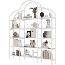 Regal 170 X 26 X 190 Cm Im Schlichten Stil, Stahlrohr Und Mdf, 5 Ebenen Stauraum, Wolkenform, Leicht Zu Montieren Und Zu Reinigen, Weiß
