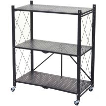 Mendler - Regal HHG-783, Standregal Wohnregal, faltbar/klappbar Stahl schwarz, 3 Ebenen