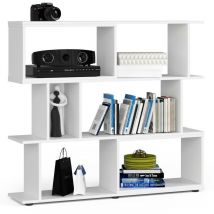 Akord - Bücherregal fix modernes Design Weiß 120 cm 6 Ebenen B120 x H107,5 x T28,4 cm