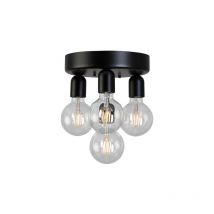 Regal Plafonnier Globe Plat Noir 4x E27
