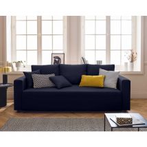 Bestmobilier - Regala - 3-sitzer sofa - schlaffunktion und bettkasten - aus stoff - blau