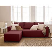 Bestmobilier - Regala - 4-sitzer Beidseitig Montierbar - Schlaffunktion Und Bettkasten - Aus Stoff - Rot