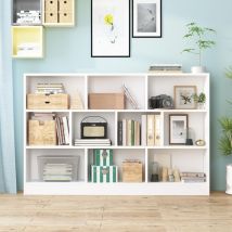 Regale,bücherregal,bücherschrank Mit 10 Fächern Standregal,aufbewahrungsregal,24t X 140b X 104h Cm Für Wohnzimmer, Arbeitszimmer,büro,weiß