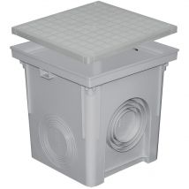 First Plast - Regard polypropylène 400x400mm + couvercle pour descente eau pluviale - Gris