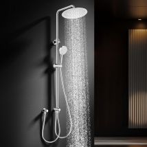 Regendusche Duschsystem Ohne Armatur, 300mm Rund Regendusche Edelstahl Duschset, Höhenverstellbar, 3 Strahlarten Duschkopf, Duschsystem, Duschsäule 