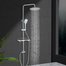 Regendusche ohne armatur Duscharmatur Chrom Regendusche Duschset Duschsystem mit Ablage,Regendusche Wasserfall,3 Funktion abs Handbrause für