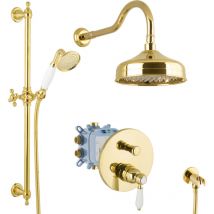 Regendusche Set Unterputz Gold Duschsystem Luxus Dusche Komplett - Paulgurkes