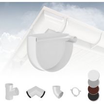 Regenrinnen Komponenten Dachflächen 100m² pvc in 4 Farben Rainway s: Weiß, Stutzenendkappe rechts