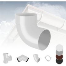 Rainway - Regenrinnen Komponenten Dachflächen 100m² pvc in 4 Farben s: Weiß, Rohrbogen 87° einfach