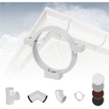 Regenrinnen Komponenten Dachflächen 100m² pvc in 4 Farben Rainway s: Weiß, Rohrschelle