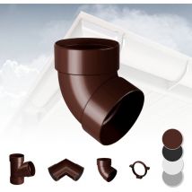 Rainway - Regenrinnen Komponenten Dachflächen 100m² pvc in 4 Farben s: Braun, Rohrbogen 67° zweifach
