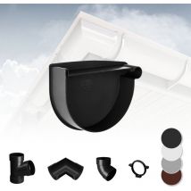 Rainway - Regenrinnen Komponenten Dachflächen 100m² pvc in 4 Farben s: Anthrazit, Stutzenendkappe rechts