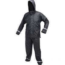 2-teiliges Regenanzug-Set YT-79710 – Größe S – 100% Polyester mit PU-Beschichtung – Marineblau – Reflektierende Streifen – Arbeitskleidung