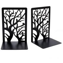 Reggilibri ombra albero, reggilibri per archiviazione desktop, reggilibri spessi, 1 paio di reggilibri in metallo nero, reggilibri antiscivolo