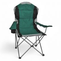 Spetebo - Regie Chaise pliante deluxe - verte - Chaise de camping et de pêche avec sac de transport
