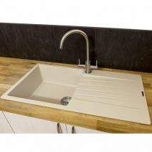 Reginox - Harlem10 1 Bowl Kitchen Sink Drainer Caffe Silvery Granite