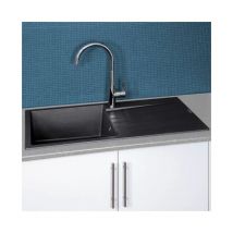 Reginox Harlem10 Kitchen Sink Single Bowl Black Granite Reversible Drainer Waste