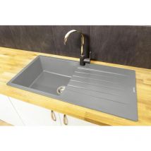 Reginox - Harlem10 Silver Grey 1 Bowl Kitchen Sink Drainer Granite