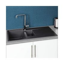 Reginox - Harlem15 Kitchen Sink 1.5 Bowl Silver Black Granite Reversible Waste