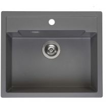 Reginox - Einbauspüle mit Frontblende Amsterdam 54 - robustes Spülbecken aus Granit, grey silvery