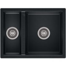 Toulon Granite 1.5 Bowl Kitchen Black Silvery Sink 460mm w x 500mm l x 200mm d - Reginox