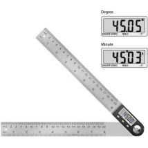Jalleria - Regla de ángulos digital, transportador, medición de ángulos de 0° a 360°, medidor de ángulos de acero inoxidable con pantalla lcd, regla