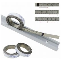 Tophomer - Règles métriques, Bandes de Piste Auto-adhésives, pour scie à Onglet, Mètre à Ruban, Règle d'échelle, de Gauche à Droite, 0-5 m, Argent,